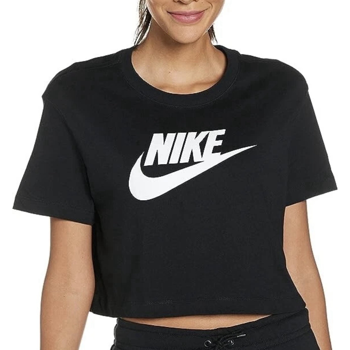 Nike Sportswear Essential Tee Women's Small Black Short Sleeve Crew Neck Casual